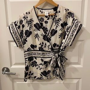 White House Black Market silk wrap blouse